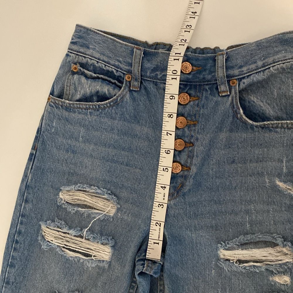 Free People Distressed High Waist Straight Leg Jeans Size 27 - Picture 12 of 14